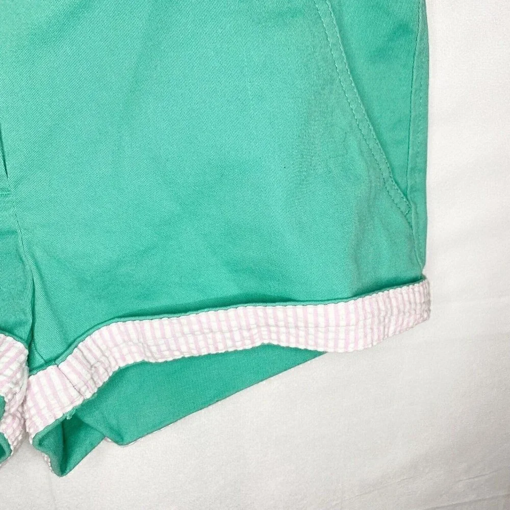 Southern Marsh Womens Sz 0 Brighton Shorts- Chino Seersucker Teal Pink Stretch